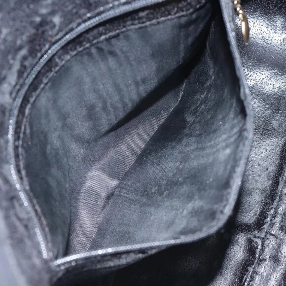 GUCCI Bamboo Hand Bag Suede Leather Black Gold 001 3444 1638 Auth bs27007 - Picture 11 of 14